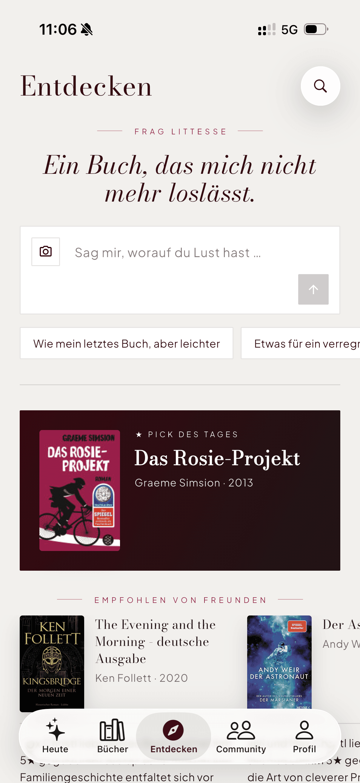 littesse App – Entdecken, Empfehlungen nach Gefühl