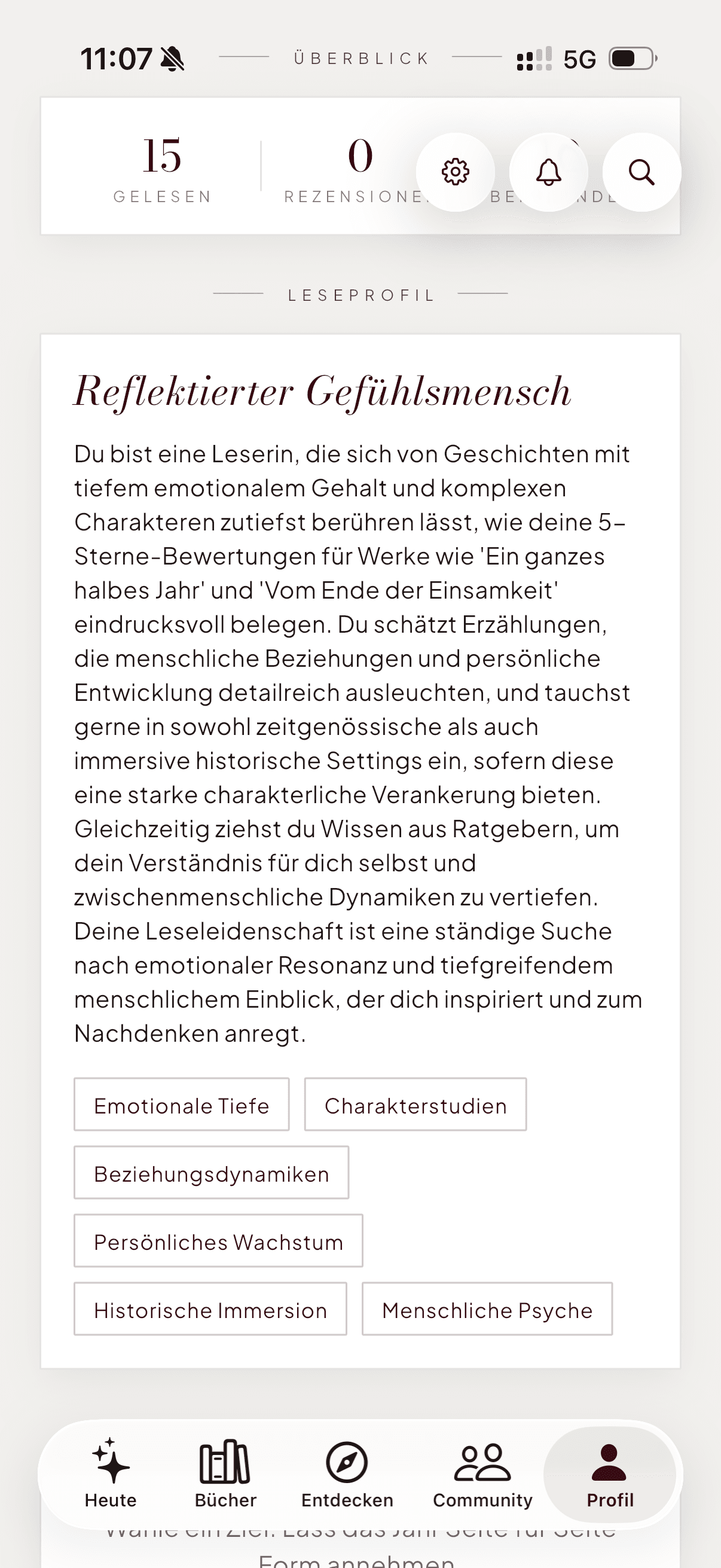 littesse App – Dein Leseprofil